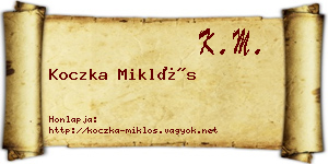 Koczka Miklós névjegykártya